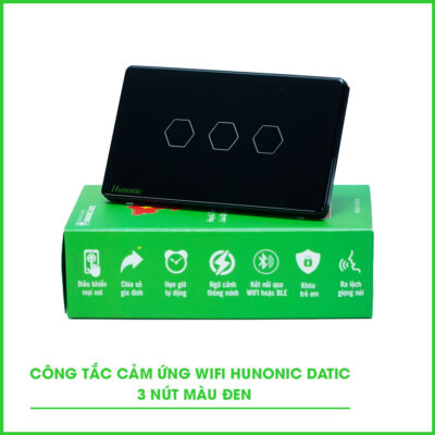 Công Tắc Cảm Ứng 3 Nút Wifi Hunonic Datic Màu Đen,trắng